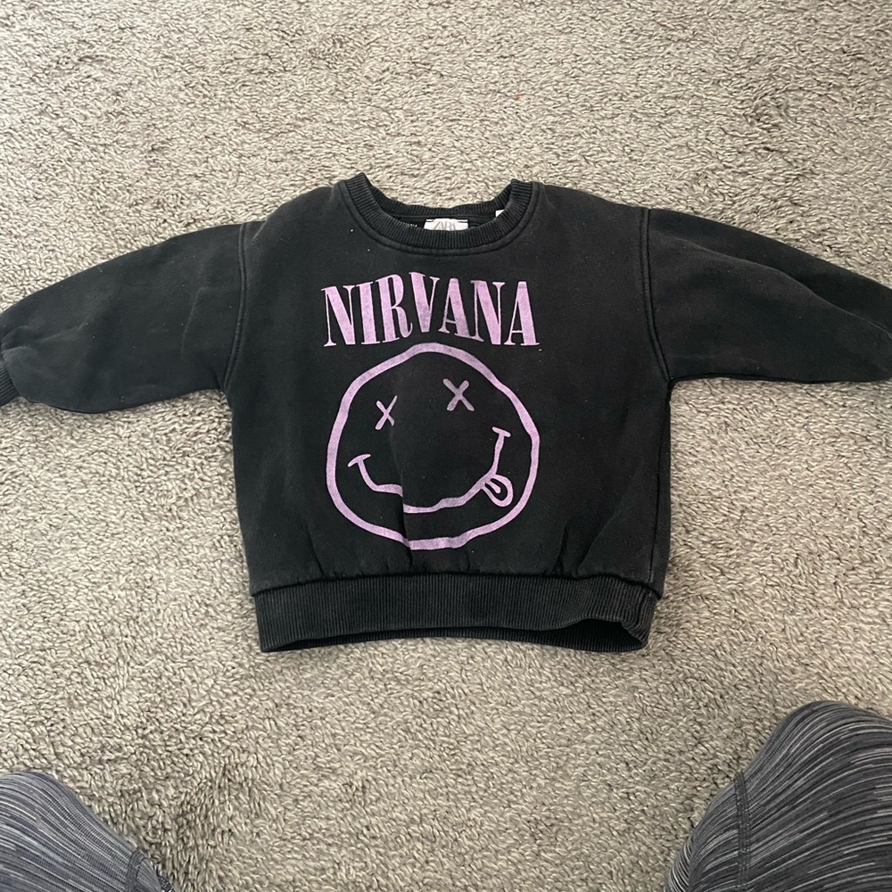 Zara kids Nirvana Black Sweatshirt with Purple Graphic